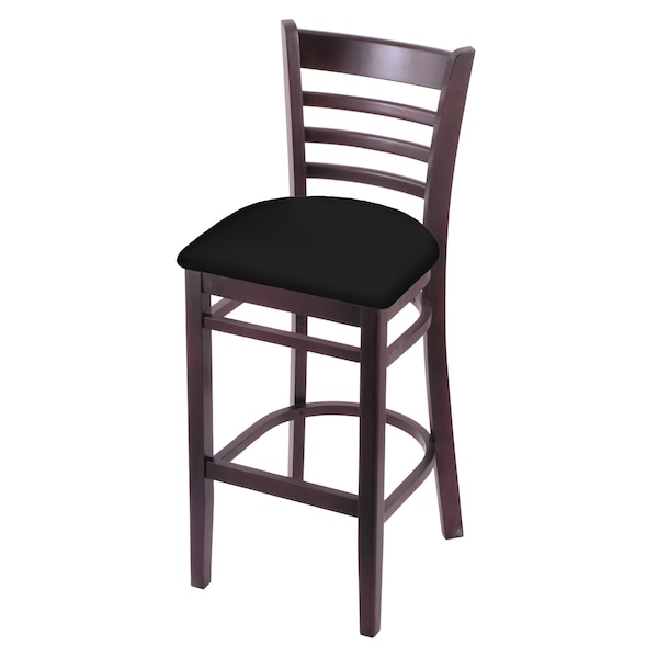 25" Counter Stool, Dark Cherry Finish, Black Vinyl Seat